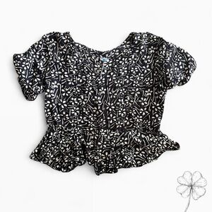 Floral Black and White Women's Top